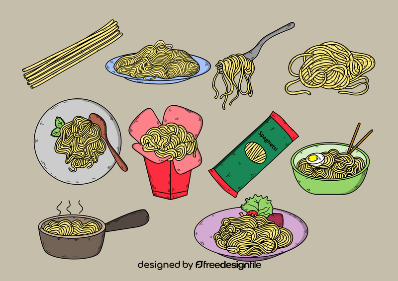Spaghetti drawing set vector