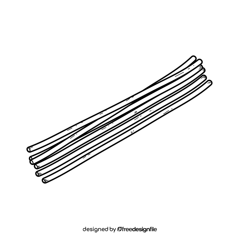 Spaghetti pasta drawing black and white clipart