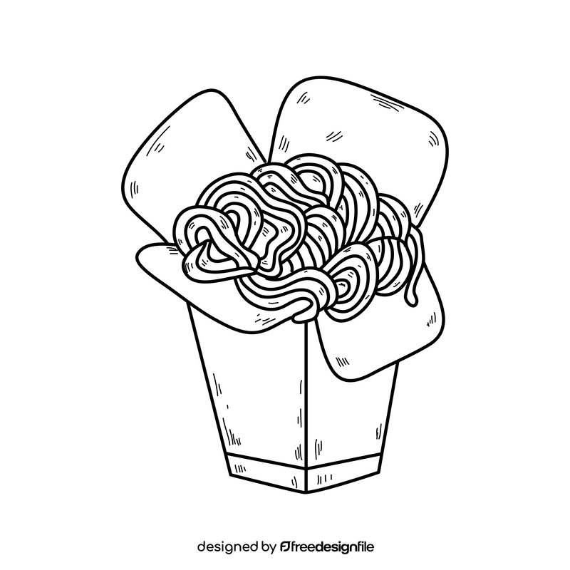 Spaghetti in box drawing black and white clipart