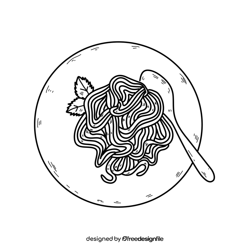 Spaghetti drawing black and white clipart