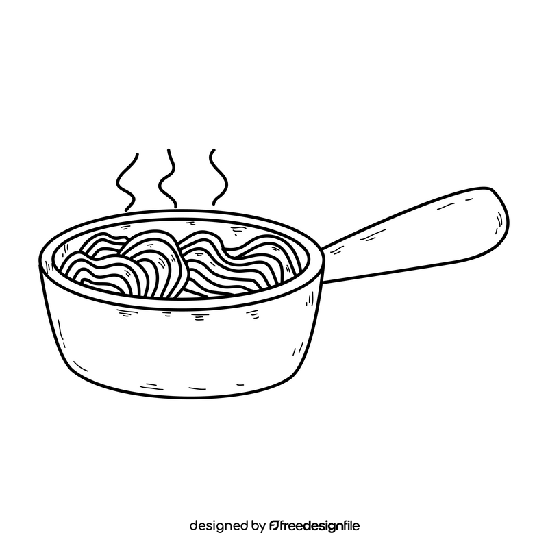 Italian spaghetti black and white clipart