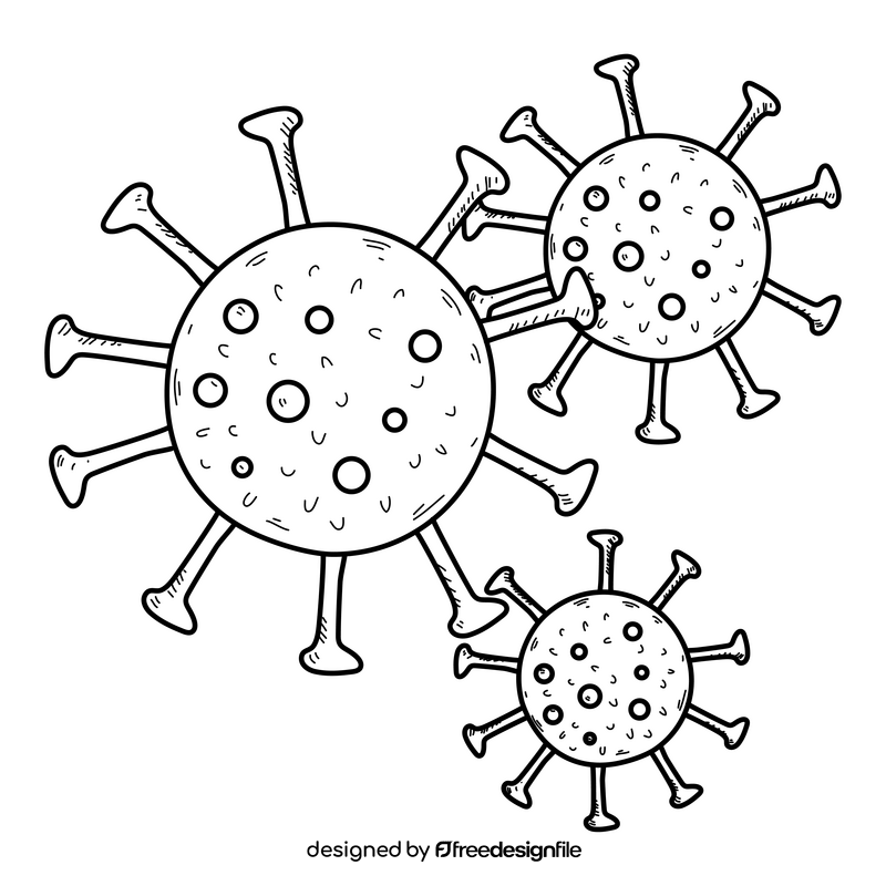 Coronavirus drawing black and white clipart