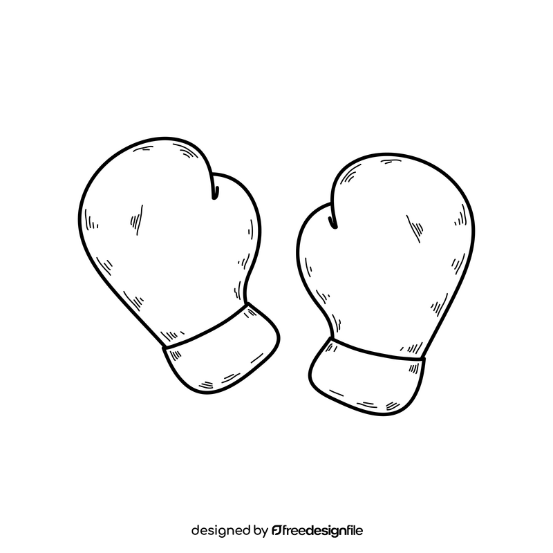 Boxing gloves drawing black and white clipart