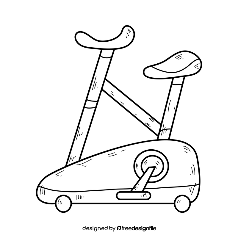 Exercise bike drawing black and white clipart