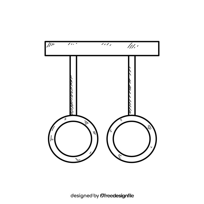 Gymnastic rings drawing black and white clipart