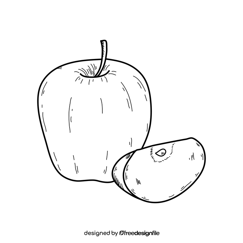 Apple drawing black and white clipart