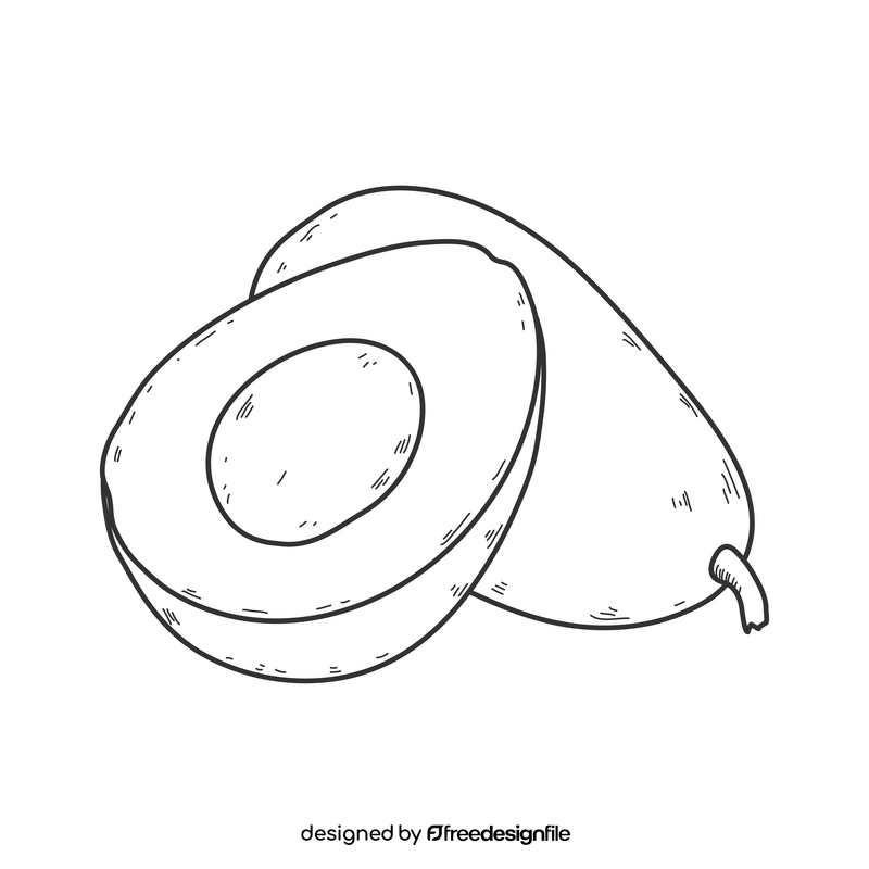 Avocado drawing black and white clipart