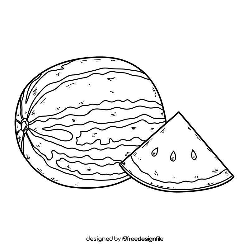 Watermelon drawing black and white clipart