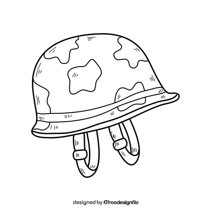 Army helmet drawing black and white clipart