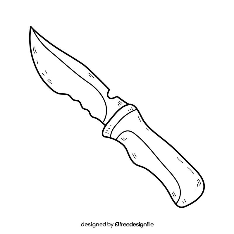 Military knife drawing black and white clipart
