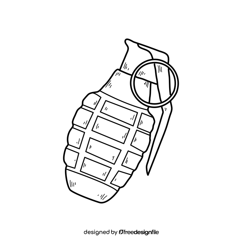 Hand grenade drawing black and white clipart