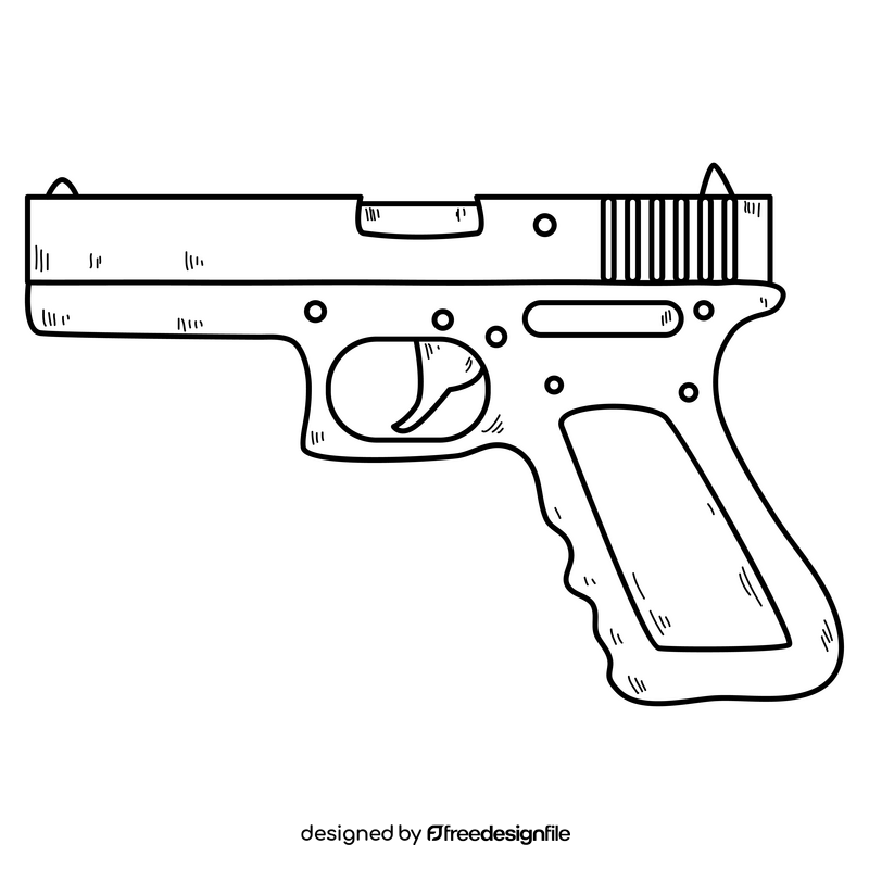 Gun drawing black and white clipart