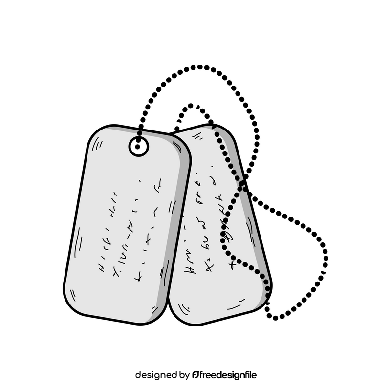 Dog tag, army, military necklace drawing clipart