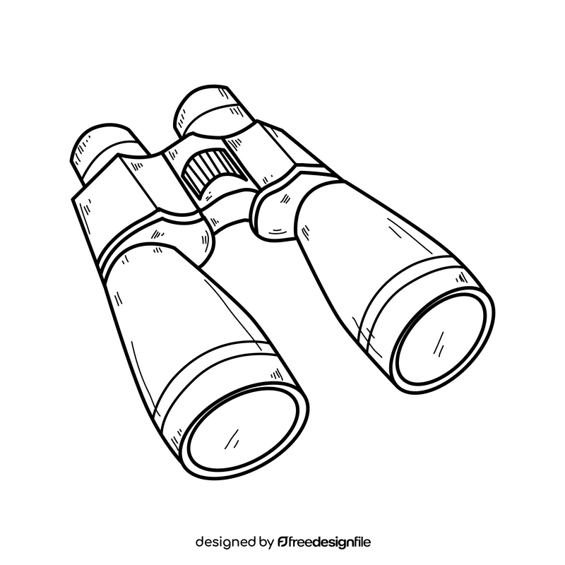 Military binoculars drawing black and white clipart