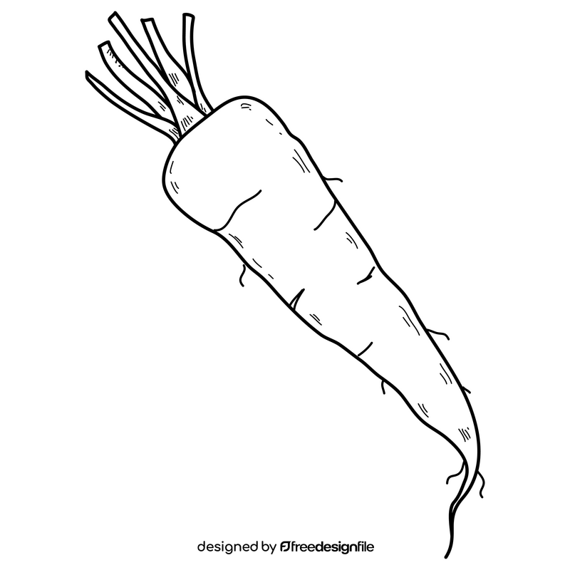 Carrot drawing black and white clipart