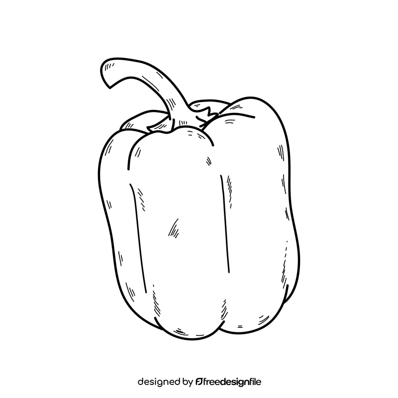 Bell pepper drawing black and white clipart