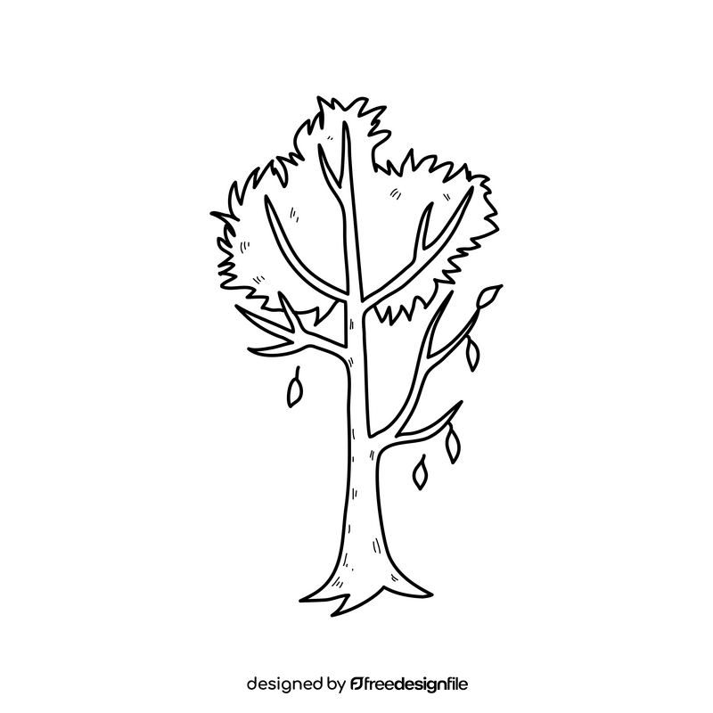 Fall tree drawing black and white clipart