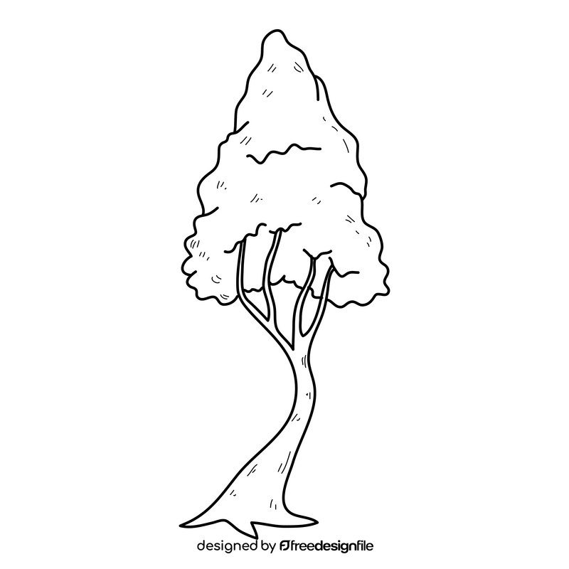 Cute fall tree drawing black and white clipart