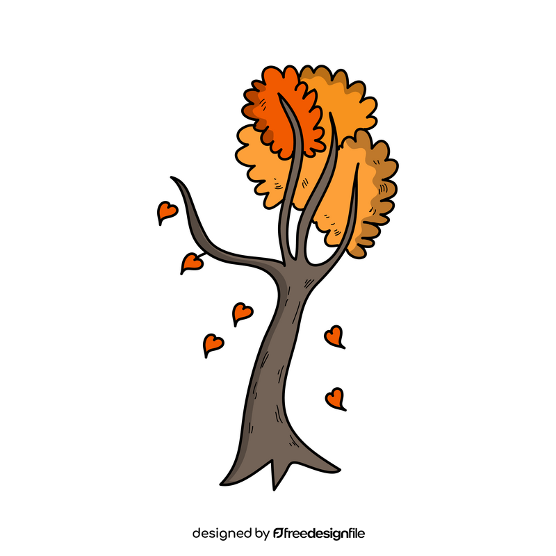 Autumn tree falling leaves drawing clipart