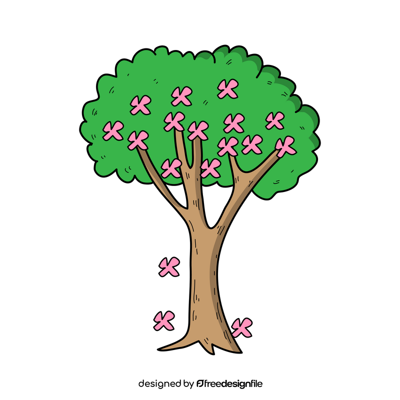 Spring tree with flowers drawing clipart