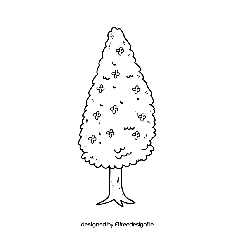 Free spring tree drawing black and white clipart