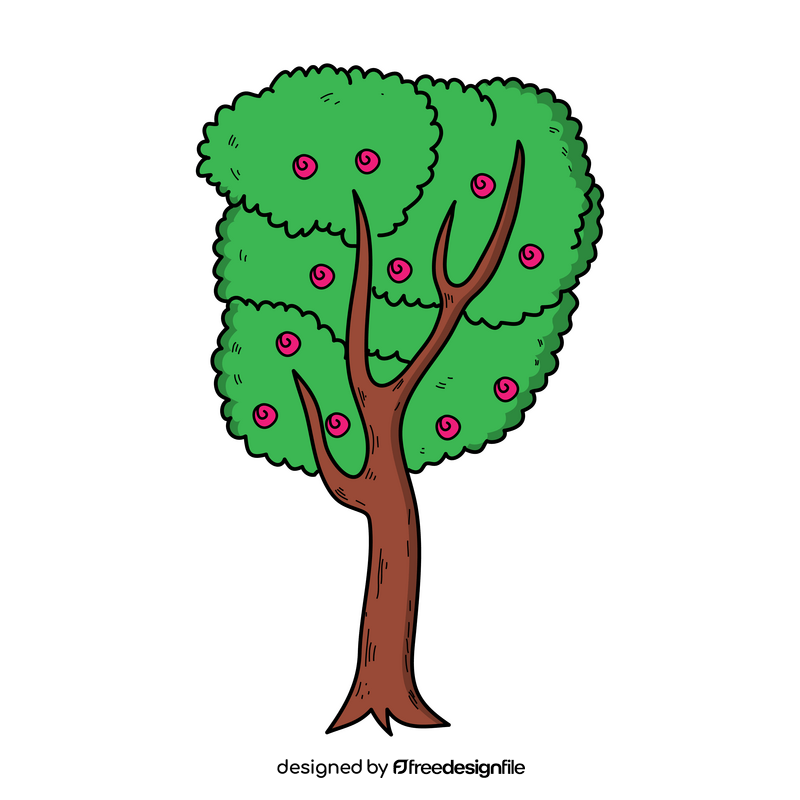 Spring blossom tree drawing clipart
