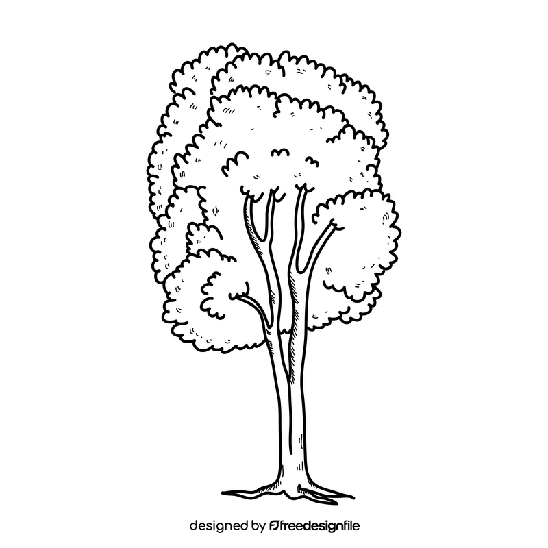 Green tree drawing black and white clipart