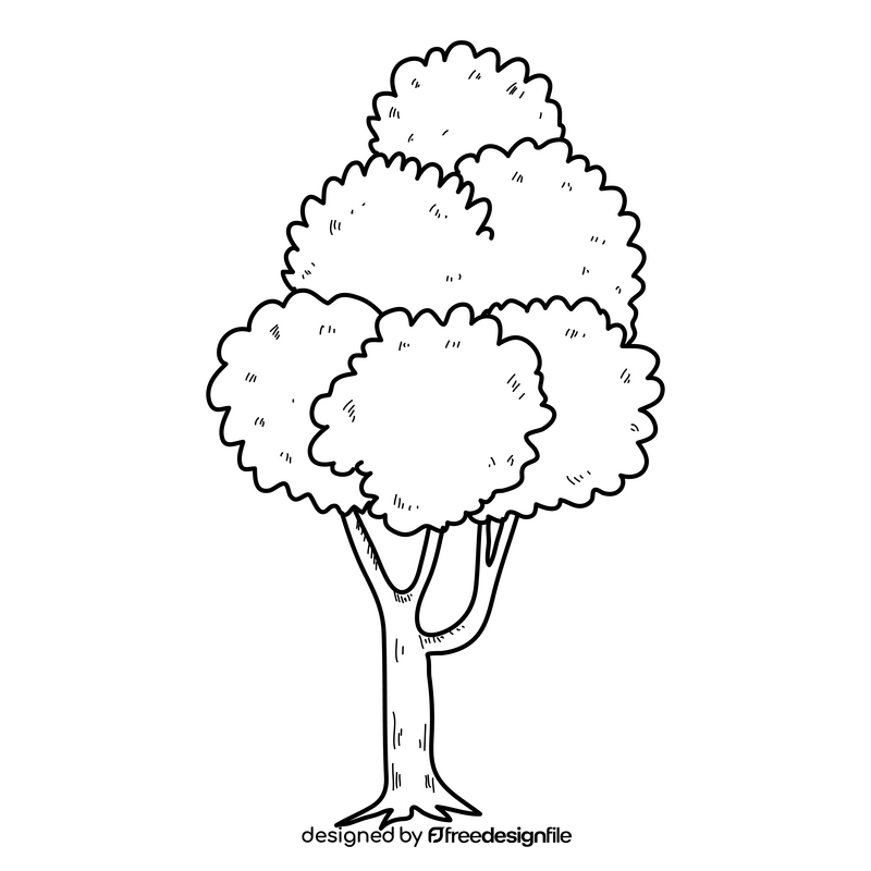 Cute tree drawing black and white clipart