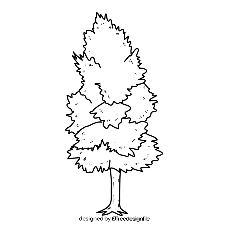 Summer tree drawing black and white clipart