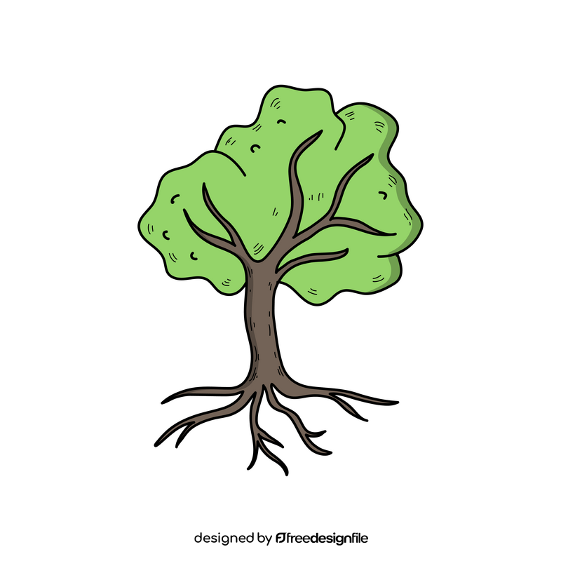Tree with roots drawing clipart