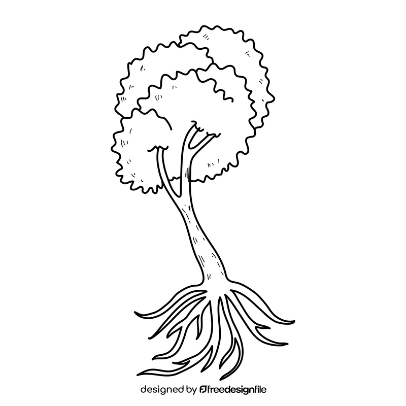 Green tree roots black and white clipart