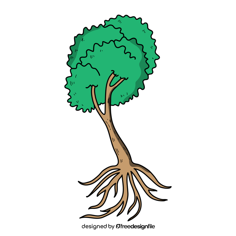 Green tree roots clipart