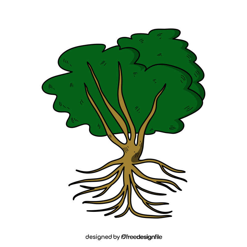 Tree and roots drawing clipart