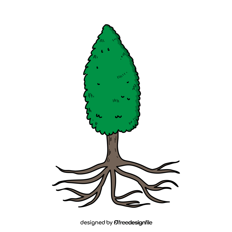 Small tree with roots drawing clipart