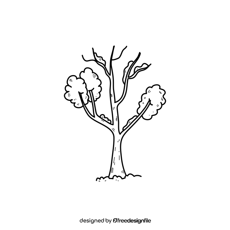 Winter tree drawing black and white clipart