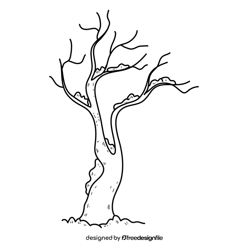 Winter tree drawing black and white clipart