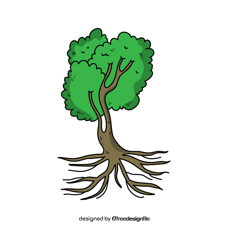 Simple tree roots plant drawing clipart