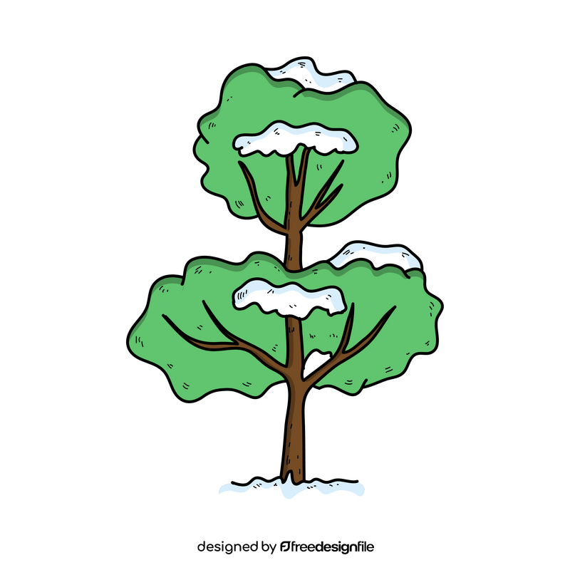 Tree with snow drawing clipart