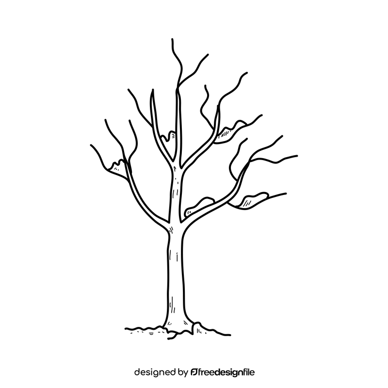 Simple winter tree black and white clipart