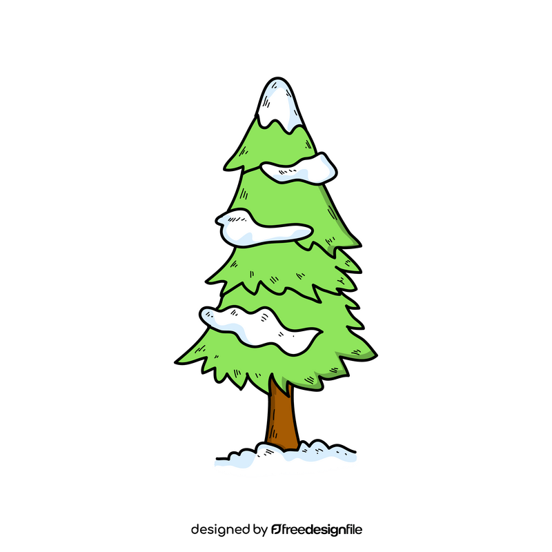 Snowy pine tree drawing clipart