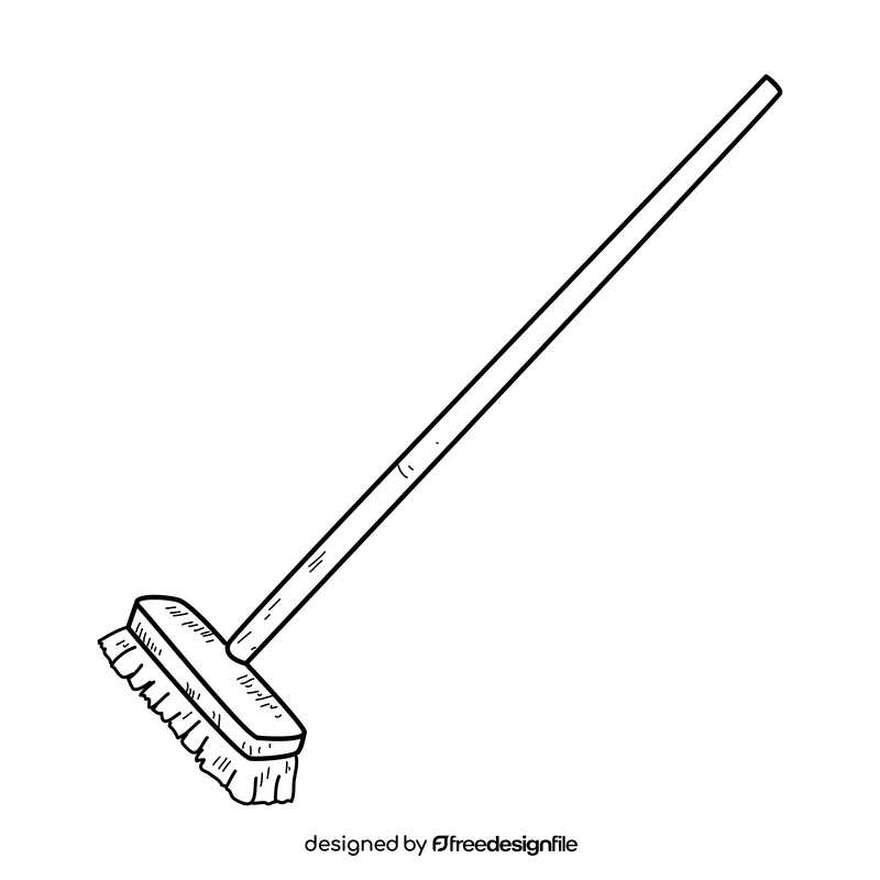 Broom drawing black and white clipart