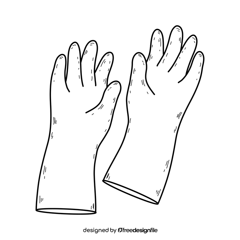 Rubber gloves drawing black and white clipart