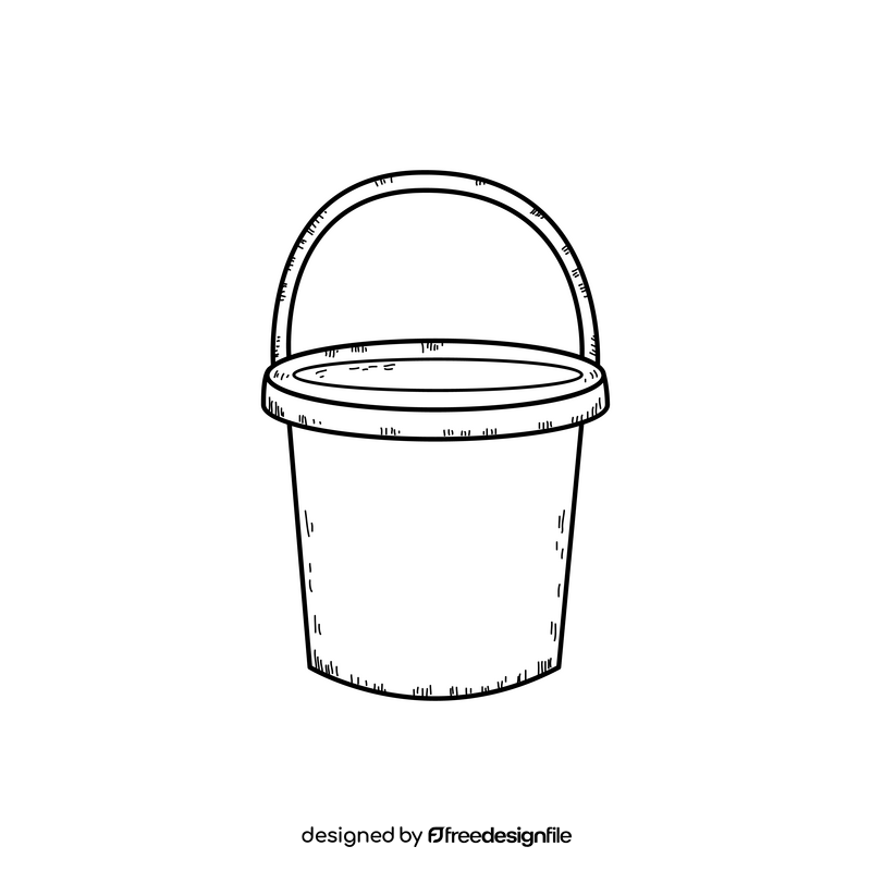 Purple bucket drawing black and white clipart