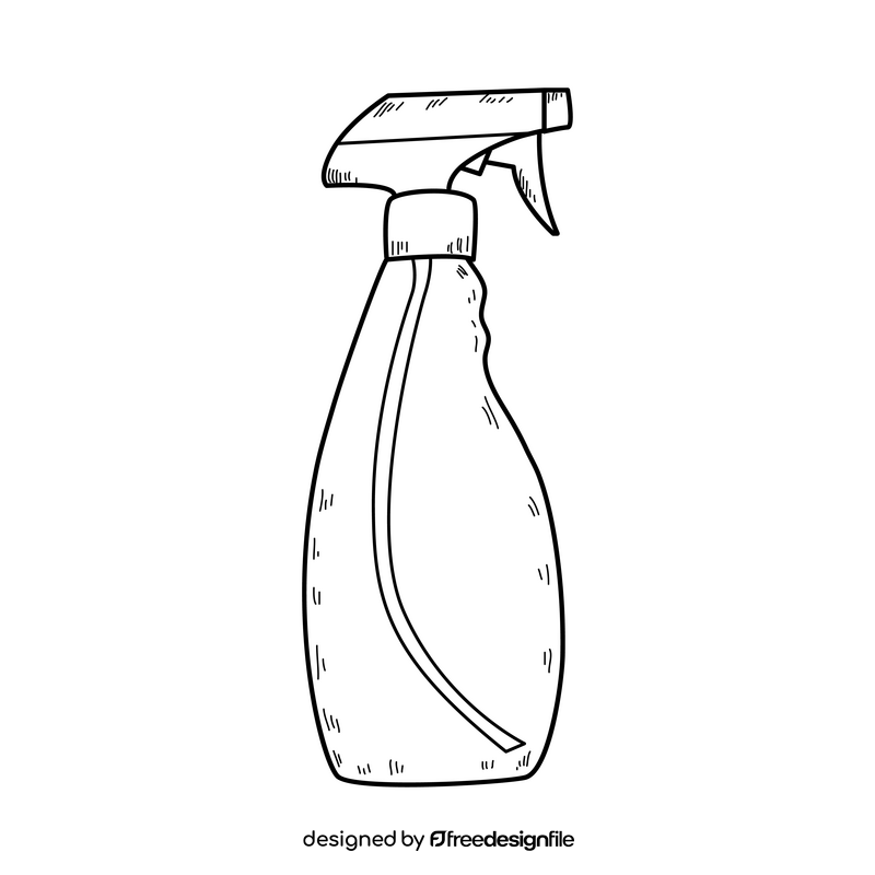 Cleaning spray drawing black and white clipart