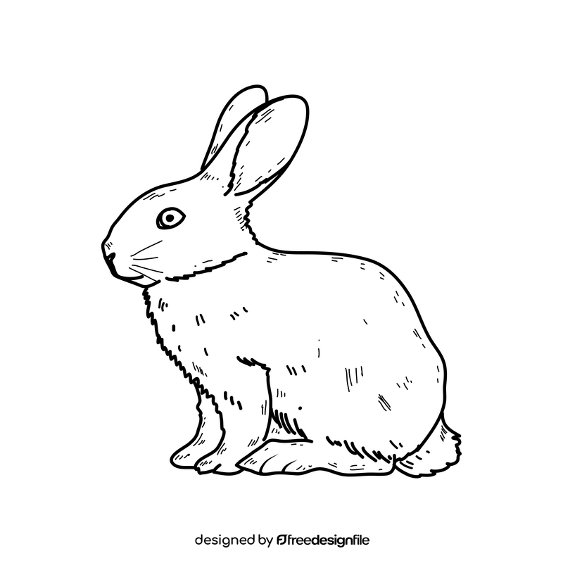Easter rabbit drawing black and white clipart