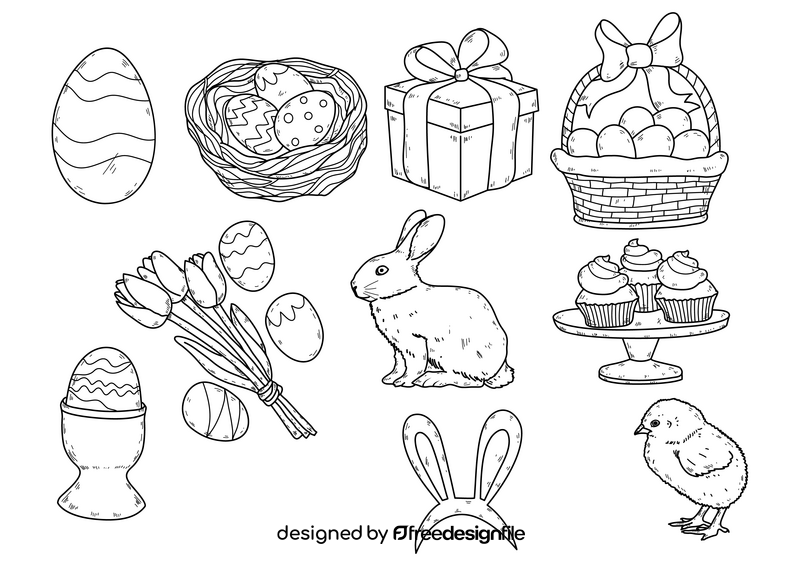 Easter drawing set black and white vector