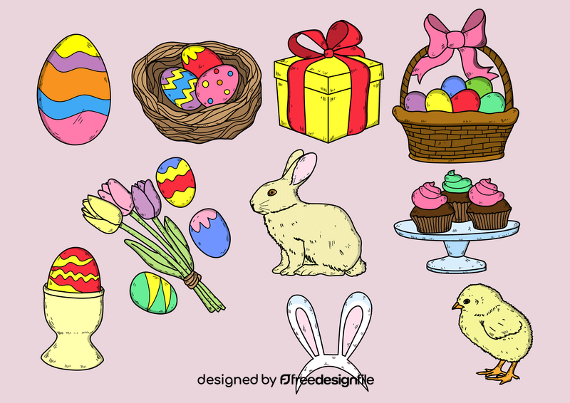 Easter drawing set vector