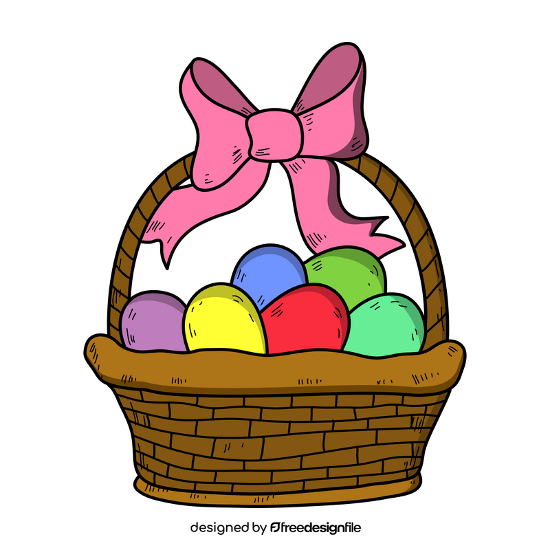 Colorful easter eggs in the basket drawing clipart