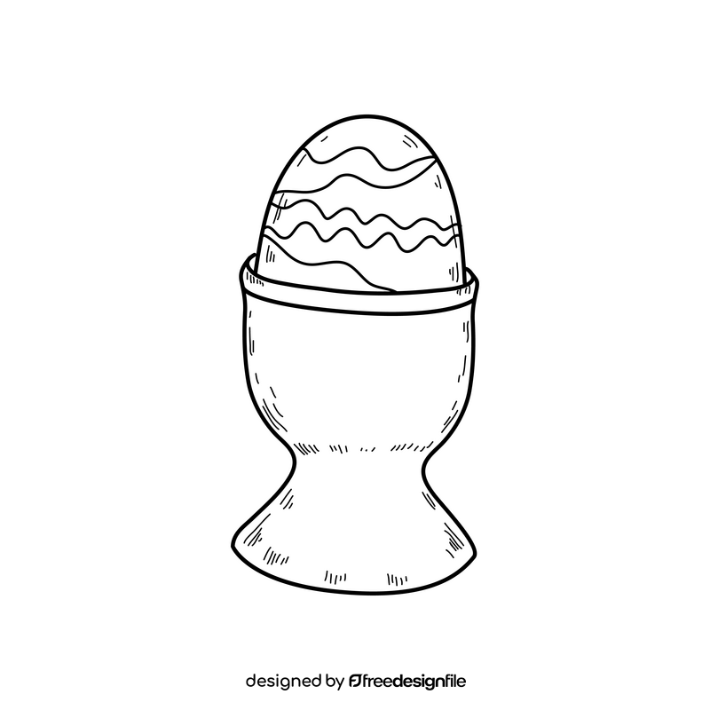 Easter egg in egg cup black and white clipart