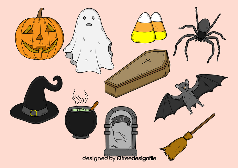 Halloween drawing set vector